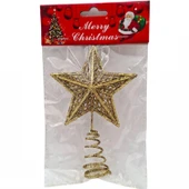 Yılbaşı Ağacı Tepe Yıldızı 15cm Simli Altın Dore Çam Ağacı Tepelik Süsü thumbnail 2