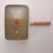 Neoflam Fika Alüminyum Döküm Dörtgen Tava 29CM Cam Kapaklı Bej thumbnail 3