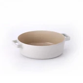 Neoflam Fika Cam Kapaklı Alüminyum Sığ Tencere 30CM Bej thumbnail 2