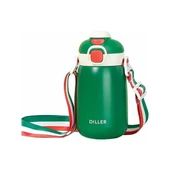 Diller 420ml Pipetli Askılı Çelik Yeşil Çocuk Termos Matara 6 Saat Sıcak/soğuk Tutma Süresi thumbnail 1
