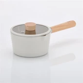 Neoflam Fika Alüminyum Döküm Süt Tavası Cam Kapaklı 16CM Bej thumbnail 1