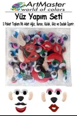 Yüz Yapım Seti Renkli Oynar Göz 12 mm 96 Lı 1 Paket Ağız Kulak Burun Bıyık Dudak Plastik Anasınıfı Etkinlik Hobi Tasarım thumbnail 1