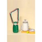 Diller 420ml Pipetli Askılı Çelik Yeşil Çocuk Termos Matara 6 Saat Sıcak/soğuk Tutma Süresi thumbnail 2