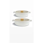 Neoflam Fika Bej Alüminyum Döküm 2 li Sığ Pilav Karnıyarık Tencere Seti 30 cm ve 26 cm thumbnail 1