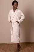 Varol Bukle Dokuma Yüksek Gramajlı Bornoz Krem – İhracat Fazlası Stok – Unisex – One Size thumbnail 2