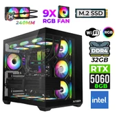 Xaser Neon X50 Intel i3 14100F 32GB Ram 1TB M.2 NVMe SSD 8GB RTX5060 Sıvı Soğutmalı Oyuncu Tavsiye Sistem thumbnail 1