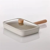 Neoflam Fika Alüminyum Döküm Dörtgen Tava 29CM Cam Kapaklı Bej thumbnail 1