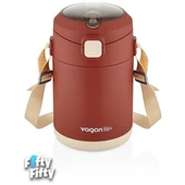 Vagonlife Bento 1800ml 2 Kaseli 4-6 Saat Termos Özellikli Çelik Yemek Kutusu - Kırmızı thumbnail 2