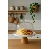 Akayev Porselen Ahşap Ayaklı Cam Fanus thumbnail 1