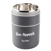 Tantitoni 2 Katlı Füme-Gri Paslanmaz Çelik Plastik Kaşıklı Yemek Taşıma Kabı 710Ml thumbnail 2