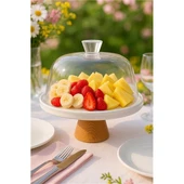 Akayev Porselen Ahşap Ayaklı Cam Fanus thumbnail 3