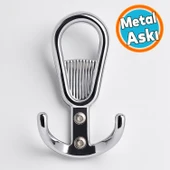 Metal Gümüş Krom Askı Askılık Duvar Vidalı Çanta Elbise Asma Portmanto Vestiyer Banyo Mutfak Askısı thumbnail 1