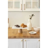 Akayev Mermer Beyaz 30x15 Cm Ahşap Konik Ayaklı Sunumluk thumbnail 1