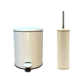 Primanova Cigo Çöp Kovası Tuvalet Fırçası Set 2'li Bej thumbnail 1