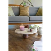 Akayev Traverten 28 Cm Ahşap Ayaklı Yuvarlak Sunumluk thumbnail 1