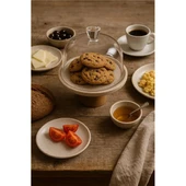 Akayev Traverten 25 Cm Ahşap Konik Ayaklı Beyaz Cam Fanus thumbnail 4