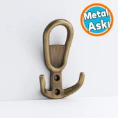Metal Antik Sarı Askı Askılık Duvar Vidalı Çanta Elbise Asma Portmanto Vestiyer Banyo Mutfak Askısı thumbnail 1