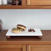 Akayev Mermer Beyaz 30x15 Cm Ahşap Boncuk Ayaklı Sunumluk thumbnail 3