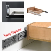 (1 Çift ) Frenli Teleskopik Çekmece Rayı Bilyalı Dolap Çekmecesi Ray Metal En 4.3 cm Uzunluk 45 cm thumbnail 4