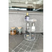 Primanova Elpida Üç Katlı Döner Raf Banyo Mutfak Makyaj Düzenleyici - Şeffaf thumbnail 4