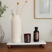 Akayev Mermer Beyaz 30x15 Cm Ahşap Boncuk Ayaklı Sunumluk thumbnail 1