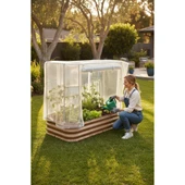 Seralı Modüler Yükseltilmiş Bahçe Yatağı Yükseltilmiş Sebze Yatağı No:7 (140X85) Bej thumbnail 1