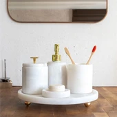 Akayev Mermer Beyaz 5 Parça Ela Banyo Seti thumbnail 1