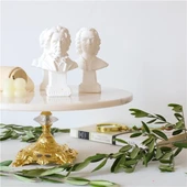 Akayev Mermer Beyaz 28 Cm Altın Barok Ayak Sunum Tabağı thumbnail 3