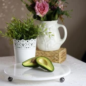 Akayev Mermer Beyaz 19 cm Füme Boncuk Ayaklı Kahve Sunumluk - Yağ ve Takı Standı thumbnail 1