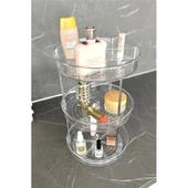 Primanova Elpida Üç Katlı Döner Raf Banyo Mutfak Makyaj Düzenleyici - Şeffaf thumbnail 2