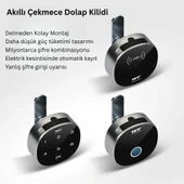 ShopyTech Akıllı Şifreli Dolap Çekmece Kilidi Dokunmatik Sayısal Tuş Takımı, Anahtarsız Elektronik Kam Kilit, Metal Ahşa thumbnail 2