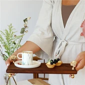 Akayev Ahşap 30x14 Cm Altın Ayaklı Ginkgo Sunum Tabağı thumbnail 1