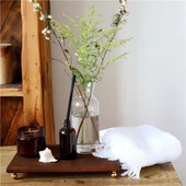 Akayev Ahşap 30x19 Cm Gold Altın Boncuk Ayaklı Sunum Tabağı thumbnail 3