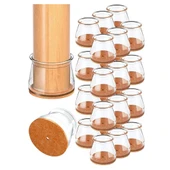 24 Adet Yuvarlak Sandalye Pabucu (T:3,6cm U:3,6cm) Şeffaf Silikon İnce Keçeli Sandalye Pabucu thumbnail 1