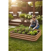 Modüler Yükseltilmiş Bahçe Yatağı Yükseltilmiş Sebze Yatağı No:9 (140X110) Bej thumbnail 1