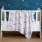 Vagonik Pembe Desenli Bebek Çok Amaçlı Büyük Boy Müslin Örtü & Battaniye 100x120 thumbnail 1