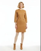 Kadın Denim Midi Elbise - Hardal thumbnail 1