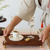 Akayev Ahşap 30x19 Cm Altın Ayaklı Ginkgo Sunum Tabağı thumbnail 3