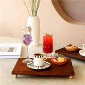 Akayev Ahşap 30x19 Cm Gold Altın Boncuk Ayaklı Sunum Tabağı thumbnail 1