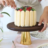 Akayev Ahşap 28 Cm Altın Konik Ayaklı Sunumluk thumbnail 2