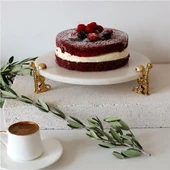 Akayev Mermer Beyaz 25 Cm Altın Çita Ayaklı Sunum Tabağı thumbnail 3