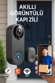 1080P HD Görüntülü WiFi Kablosuz Gece Görüş Su Geçirmeyen Akıllı Ev Kapı Zili thumbnail 1