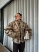 Kadın Kürk Mont Kahverengi thumbnail 2