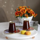 Akayev Mermer Beyaz 30 Cm Rose Gold Boncuk Ayaklı Yuvarlak Sunumluk thumbnail 5