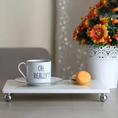 Akayev Mermer Beyaz 30x20 cm Gümüş Boncuk Ayaklı Sunum Tabağı thumbnail 5