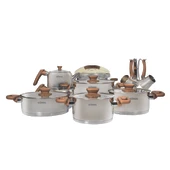 GÜRAL PORSELEN 18 Parça Çelik Tencere Takımı - Gold thumbnail 2