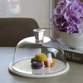 Akayev Mermer 25 Cm Beyaz Cam Fanus thumbnail 1