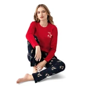 Arnetta %100 Pamuk Geyik Desen Bayan Pijama Takım thumbnail 3