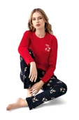 Arnetta %100 Pamuk Geyik Desen Bayan Pijama Takım thumbnail 9
