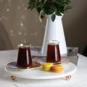 Akayev Mermer Beyaz 30 Cm Rose Gold Boncuk Ayaklı Yuvarlak Sunumluk thumbnail 3